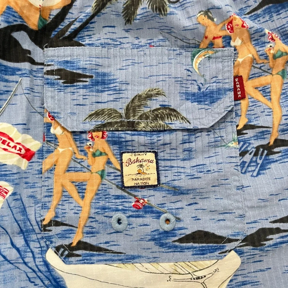 Tommy Bahama Paradise Nation Swim Trunks M Miss Bahama Pinup Girl Graphic Shorts